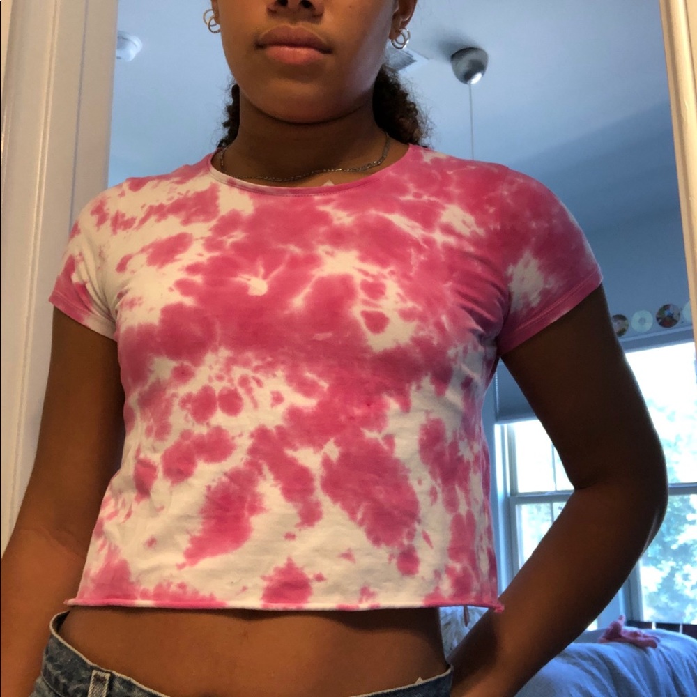 Pink tie dye crop top